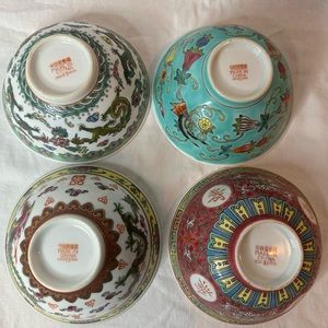 Set of 4 Vintage Chinese Fruit Bowls